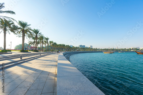 View of beautiful MIA Park with blue sky in Doha, Qatar © bennnn