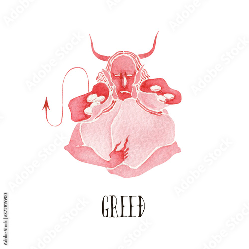 Fotografia 7つの大罪 seven deadly sins 悪魔 強欲 マンモン　水彩 イラスト