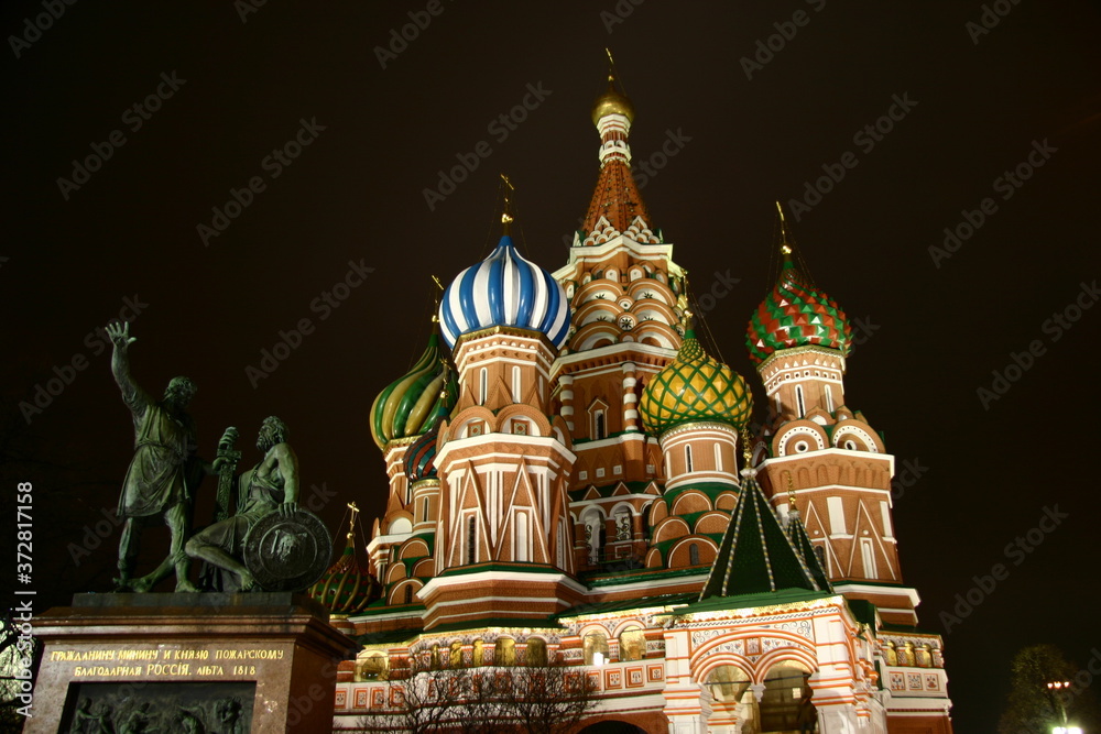 Illuminated Saint Basil's Cathedral in Red Square, Moscow at night Illuminated Saint Basil's Cathedral in Red Square, Moscow at night