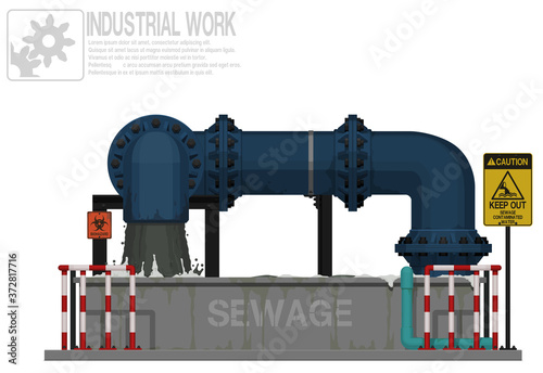 Isolated sewage treatment basin on white background