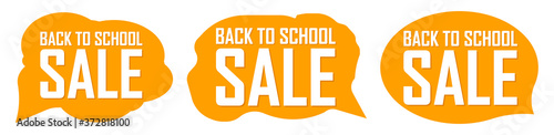 Back to School Sale set speech bubble banners, discount tags design template, vector illustration 