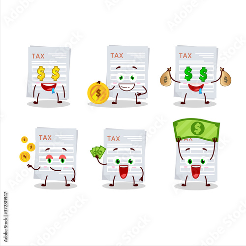 Tax payment cartoon character with cute emoticon bring money