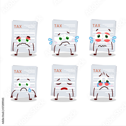 Tax payment cartoon character with sad expression