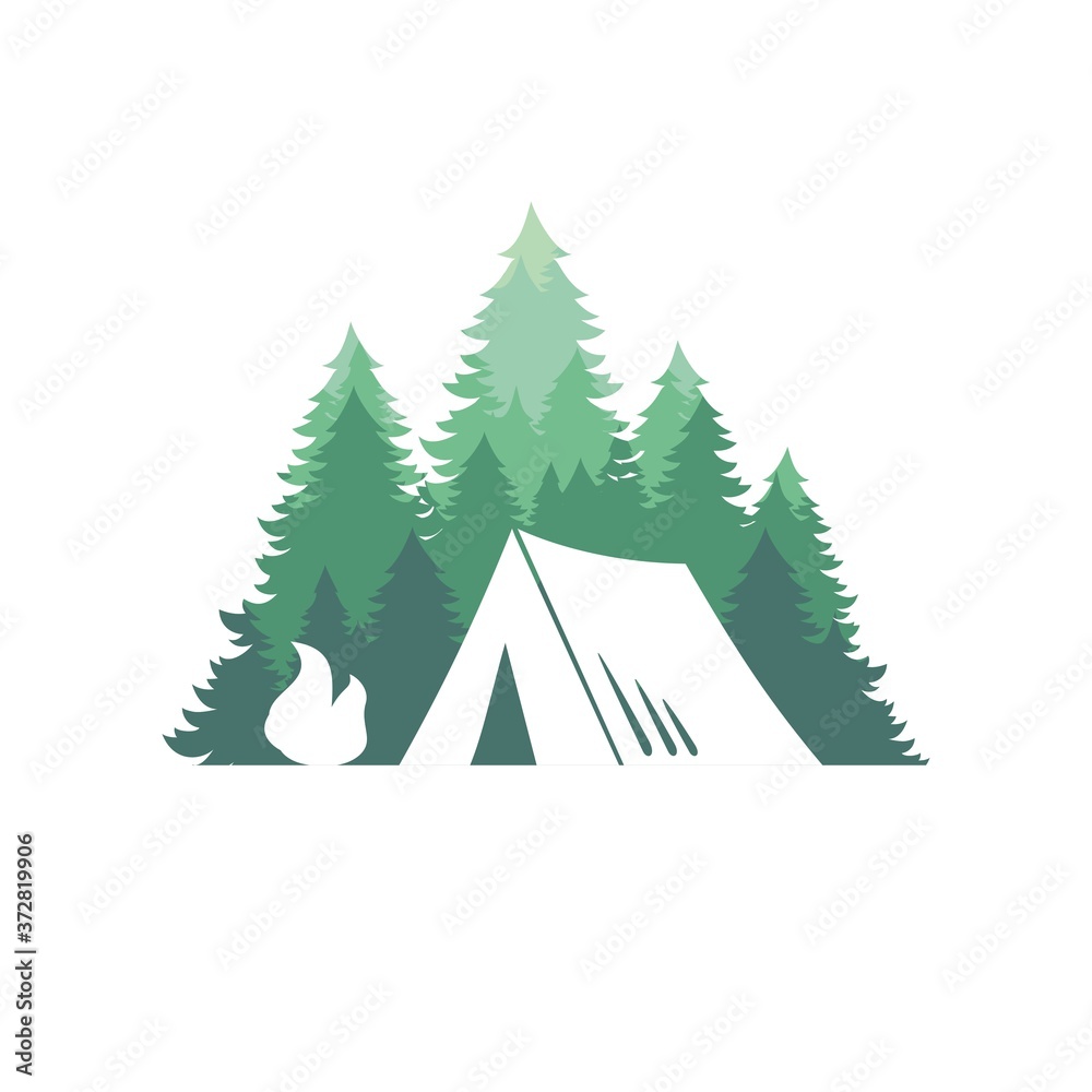 Obraz premium Tent on the background of the forest