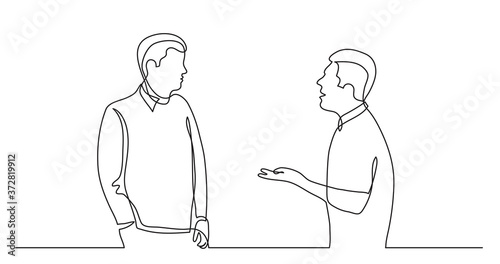 two men talking arguing with speech bubbles