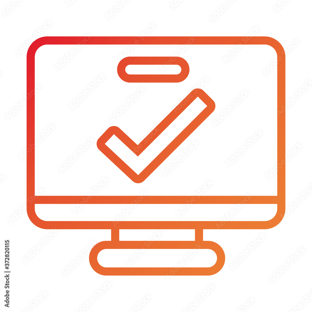 desktop computer with check symbol gradient style icon desktop computer with check symbol gradient style icon