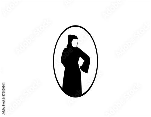Muslim female in hijab , logo design, vector illustration