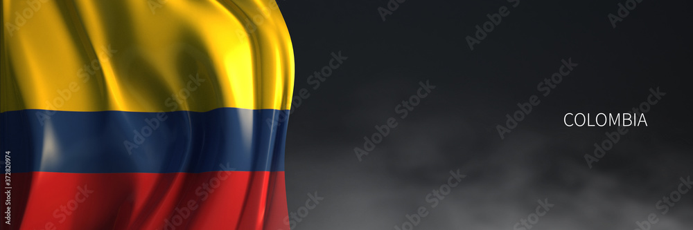 Fototapeta premium Colombia Flag 3d Rendering with Dark Background. 3d Rendering of South American countries Flag.