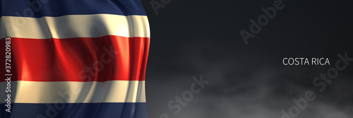 Costa Rica Flag 3d Rendering with Dark Background. 3d Rendering of South American countries Flag.