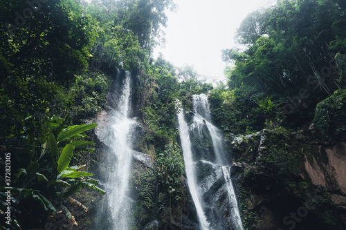 Waterfall in the forest ,Waterfall in nature travel mok fah waterfall