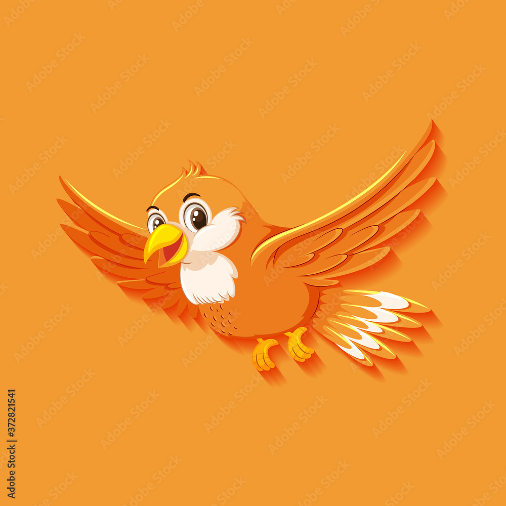 Obraz premium Cute orange bird cartoon character