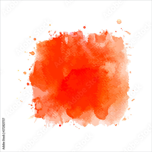 Vector orange splash of paint watercolor on white.