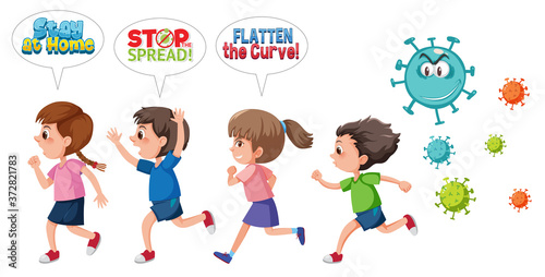 Children run away from coronavirus