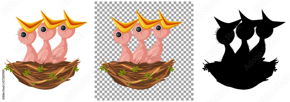 Naklejka premium Bird chicks cartoon character