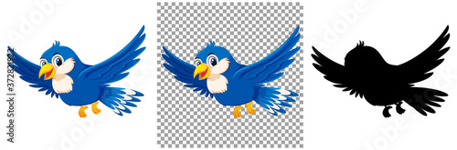 Cute blue bird cartoon character