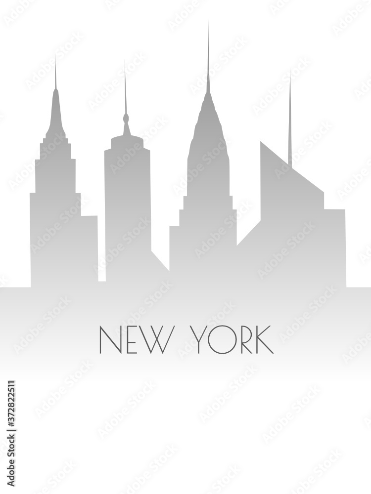 Vector illustration of New York City panorama with skyscrapers. Sign can be replaced or removed