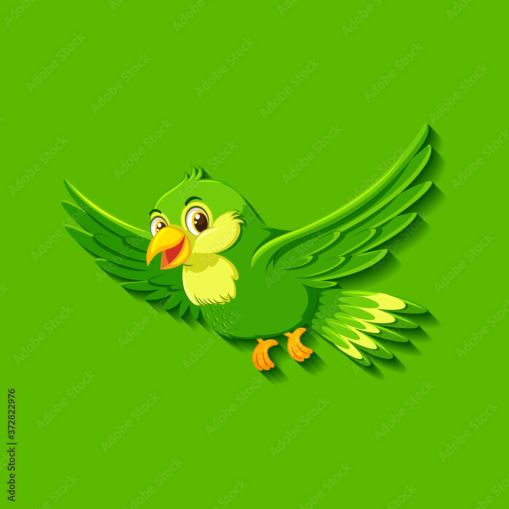 Cute green bird cartoon character Cute green bird cartoon character