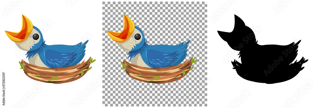 Naklejka premium Bird chicks cartoon character