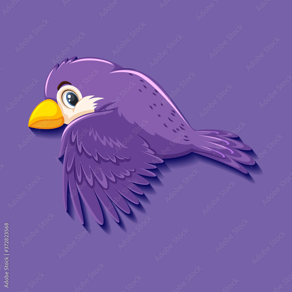 Obraz premium Cute purple bird cartoon character