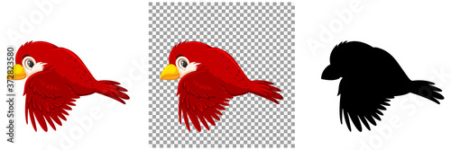 Cute red bird cartoon character