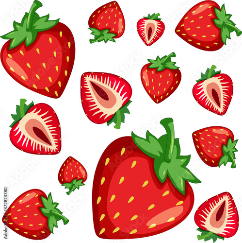 Fototapeta Naklejka Na Ścianę i Meble -  Strawberry seamless pattern on white background