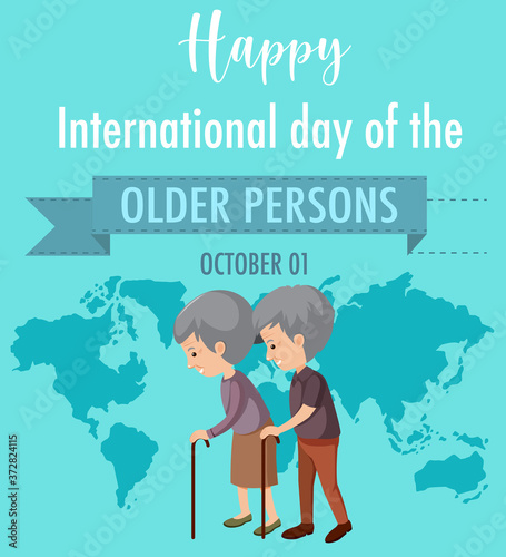 International Day of the Older Persons 1st October logo with a old couple