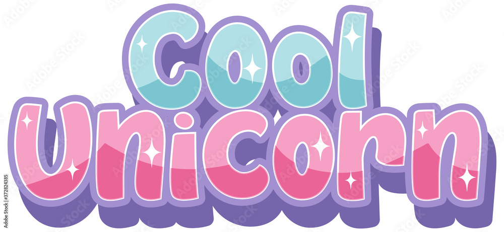 Cool unicorn logo with in pastel color with sparkling
