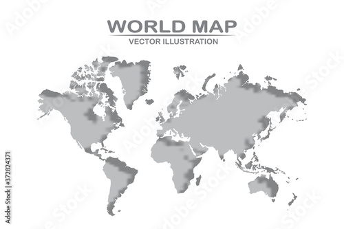 World map detailed design of white color cut from paper. Vector illustration