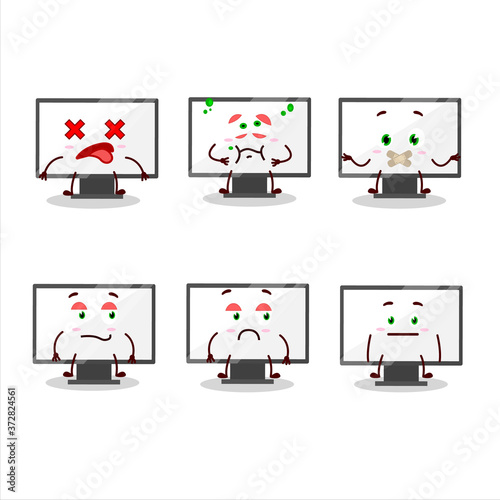 Monitor cartoon in character with nope expression