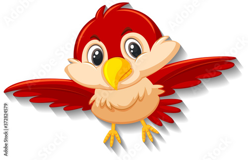 Cute red bird cartoon character