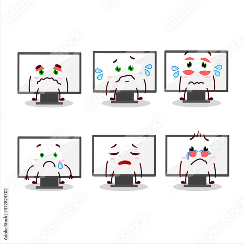 Monitor cartoon in character with sad expression