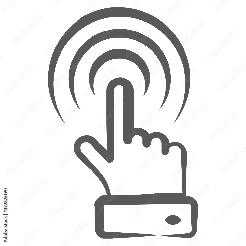 Finger pointing, doodle line icon of interaction with apps or softwares
Finger pointing, doodle line icon of interaction with apps or softwares