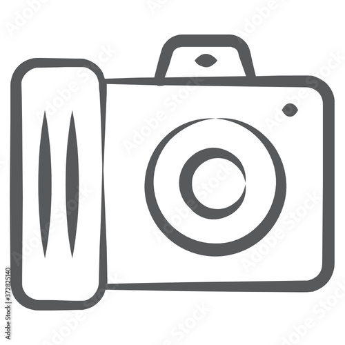 
Camera, photographic tool icon doodle line design 
