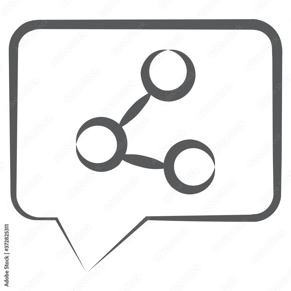 Share symbol inside speech bubble, doodle line icon of share communication
Share symbol inside speech bubble, doodle line icon of share communication