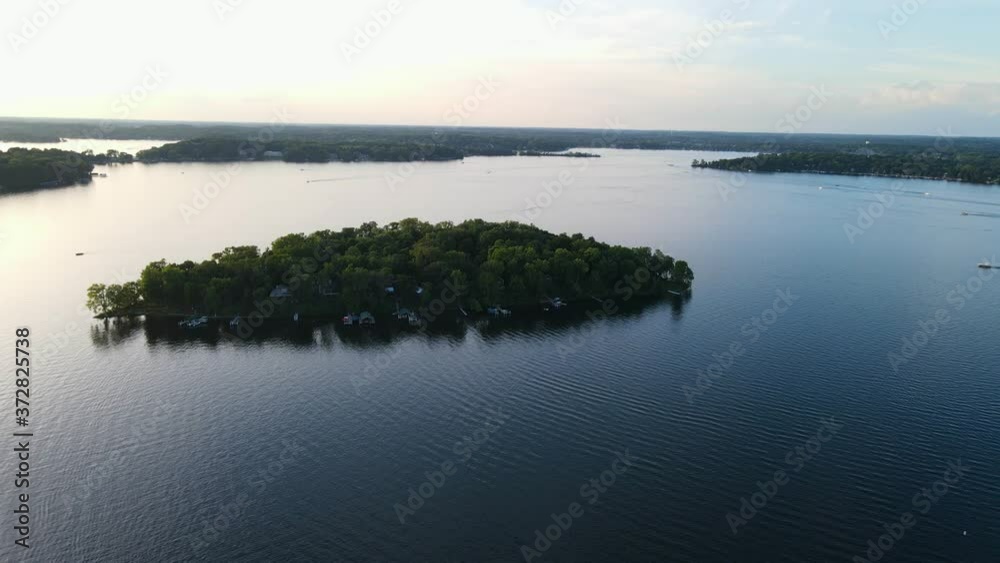 aerial video of lonely island found in Lake Minnetonka, Minnesota during summer time aerial video of lonely island found in Lake Minnetonka, Minnesota during summer time