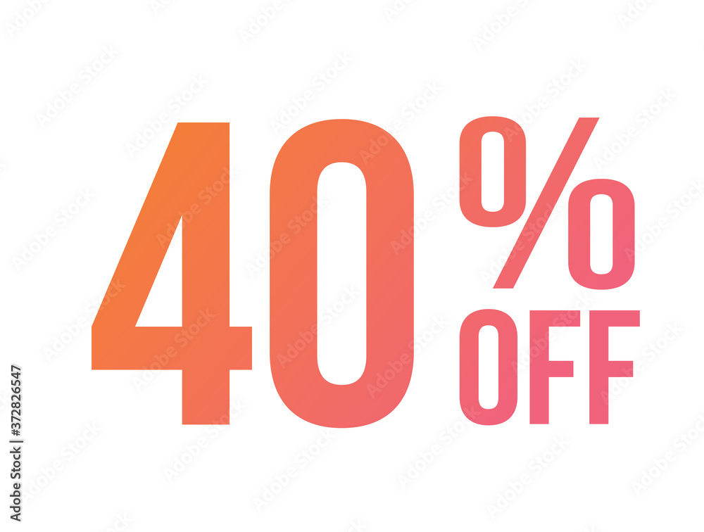 Energetic gradient pink to orange forty percent off special discount word Energetic gradient pink to orange forty percent off special discount word