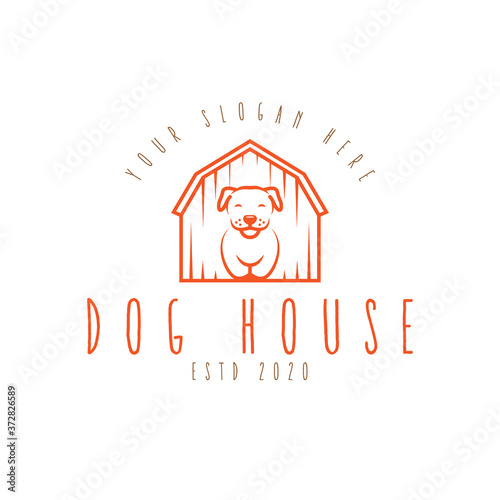 dog house logo with line art style
