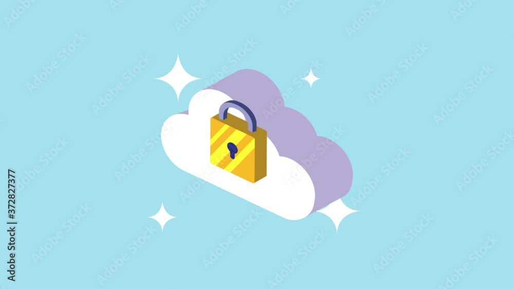 cyber security animation with padlock in cloud computing cyber security animation with padlock in cloud computing