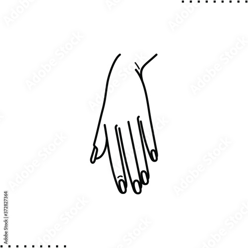 Female hand, fingernails, manicure vector icon in outlines