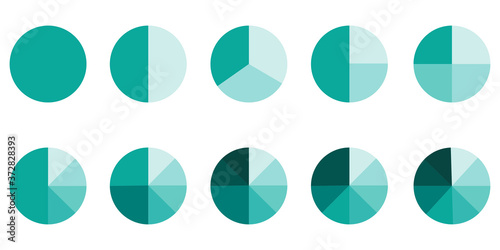 Pie chart. Circle diagram. A set of circles with sections. Circular infographics. Vector image.