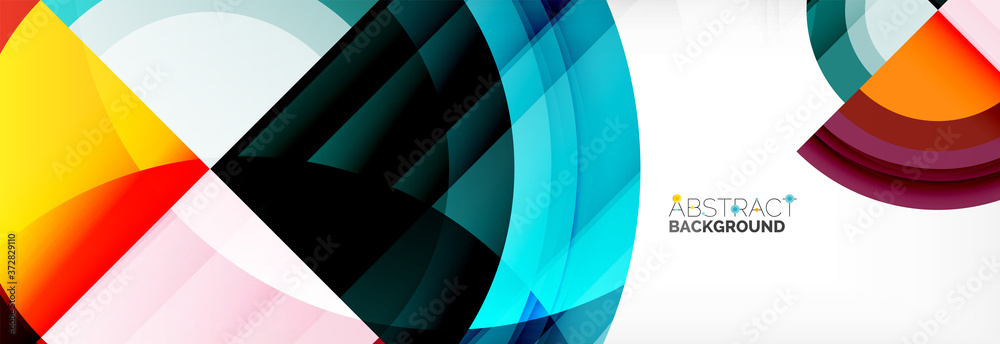 Fototapeta premium Round shapes, triangles and circles. Modern abstract background