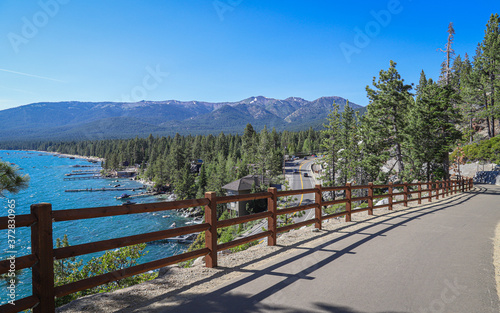 INCLINE VILLAGE, NEVADA, UNITED STATES - Oct 22, 2019: East Shore Trail multi use path in Lake Tahoe photo