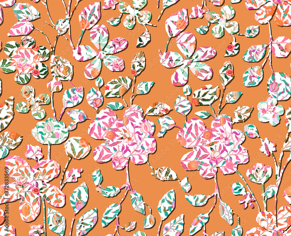 Tiny Floral Textured Flowers Seamless Pattern Trendy Fashion Colors Perfect For Interior and Fabric Print Wrapping Paper Sweet Ditsy Florals Inside Branches