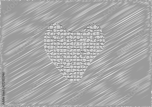 esempio di quadro come dipinto su intonaco di graffi con un cuore pieno di piccoli pezzetti di mosaico
