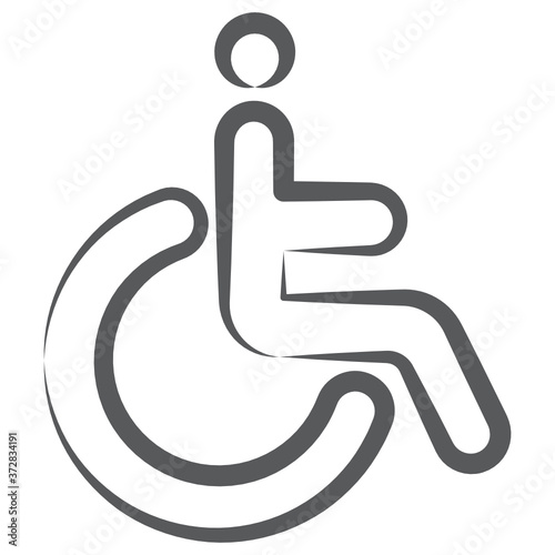 
Disable people wheelchair, immobility icon in doodle line style 
