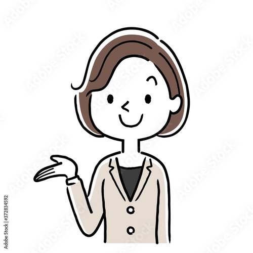 Vector illustration material: explaining, young woman, business woman