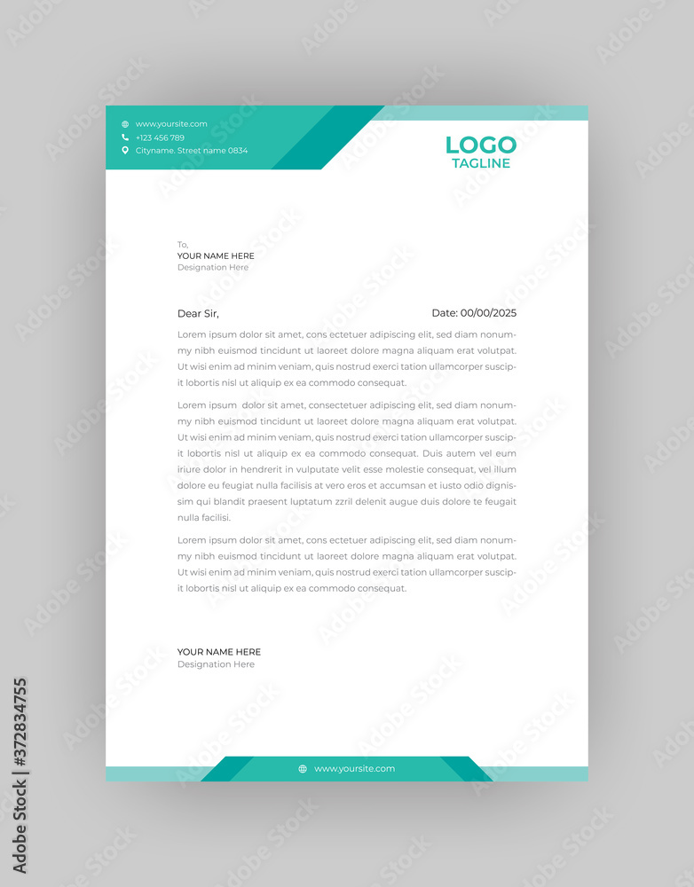 Professional And Modern Business Style, Flat Letterhead Design Template Vector