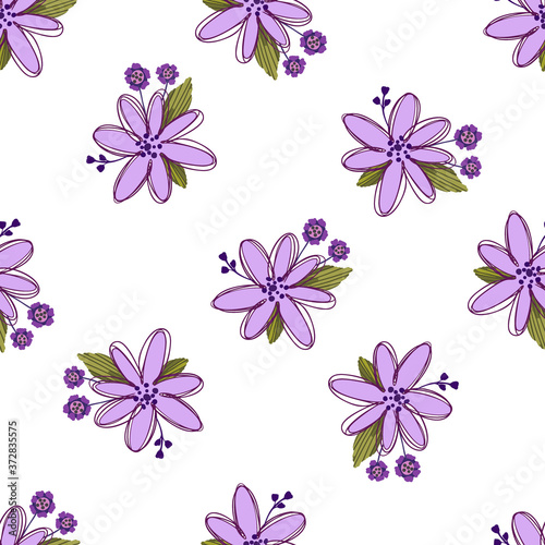 Seamless floral pattern. Flowers texture. Simplicity flower surface soft design.