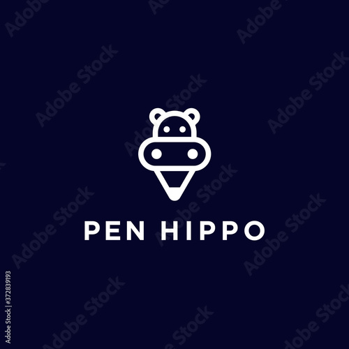 abstract hippo logo. pencil icon