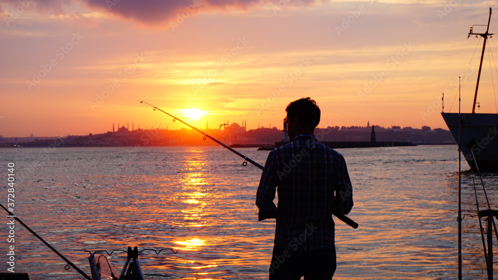fishing at sunset istanbul